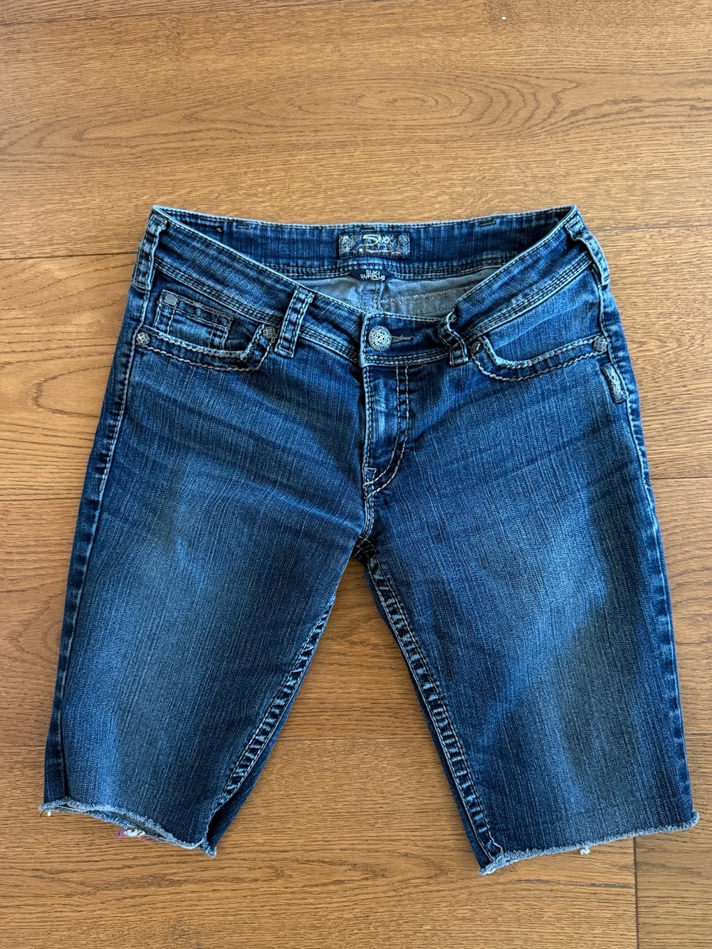Silver Jeans Dark Blue Cropped Denim Bermuda Shorts